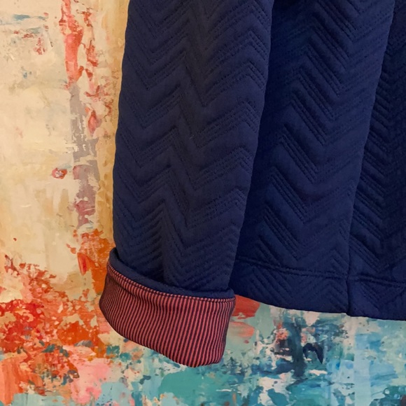 EP Navy Knit Athletic Pullover Ski Navy & Red Stripe Trim 3/4 Zip XS - Picture 4 of 8